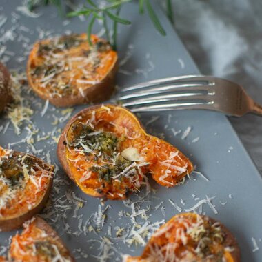 Smashed sweet potatoes