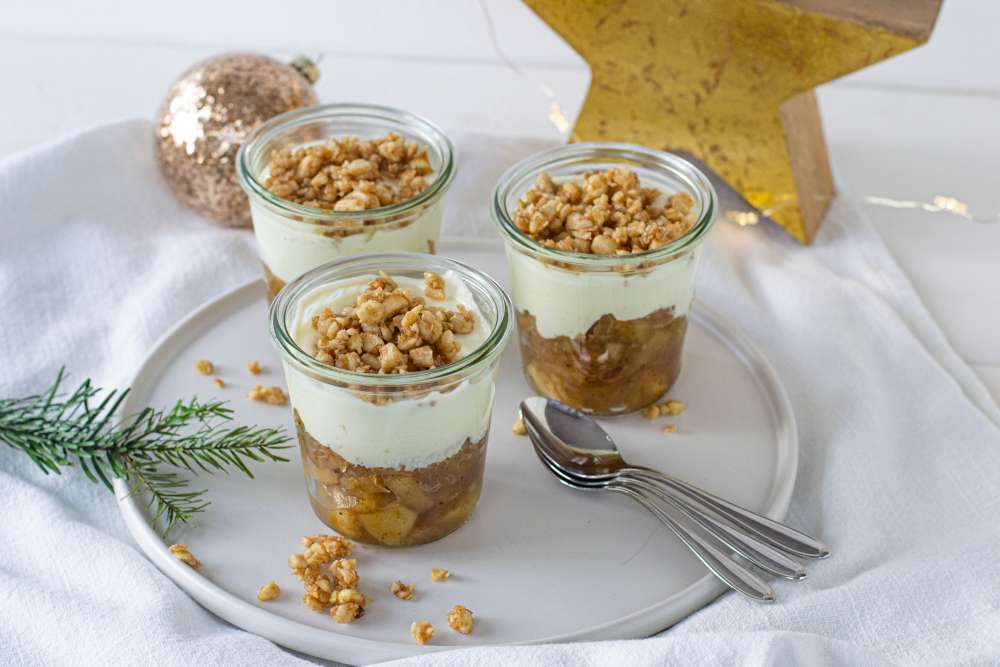 Apfel Triffle mit Mandelkrokant