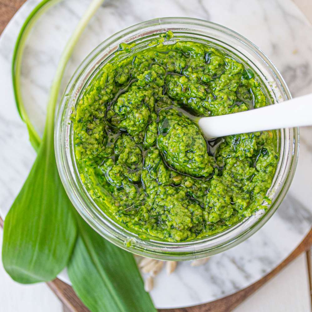 grünes Pesto Bärlauch sonnenblumenkerne