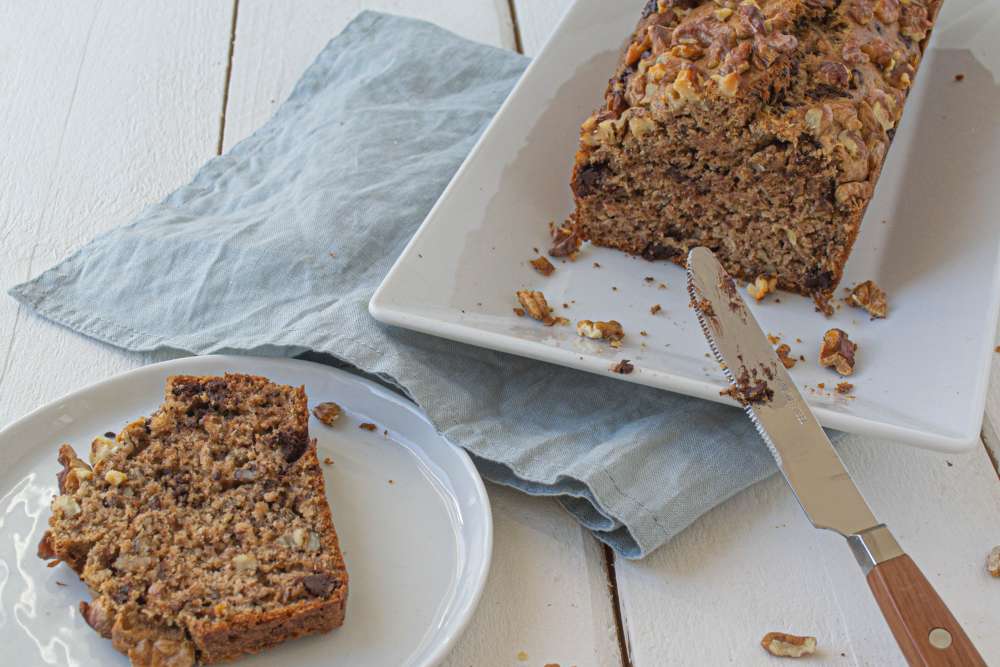 Bananenbrot mit Walnüssen und Schokostückchen