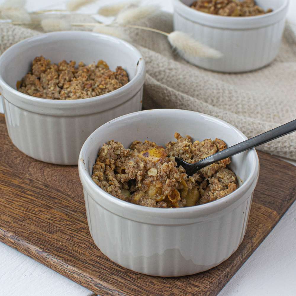 Birnen Crumble weihnachtlich Lebkuchengewürz