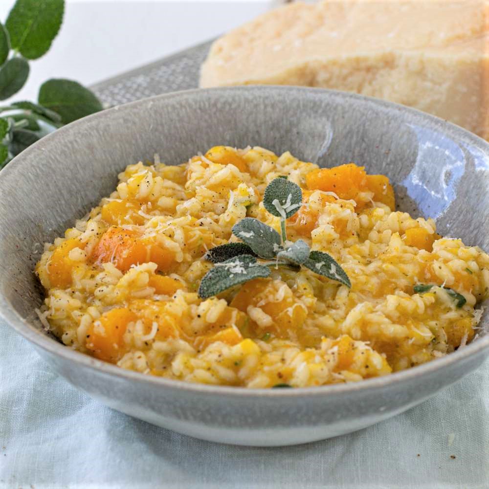 Butternut Kürbis Risotto mit Salbei