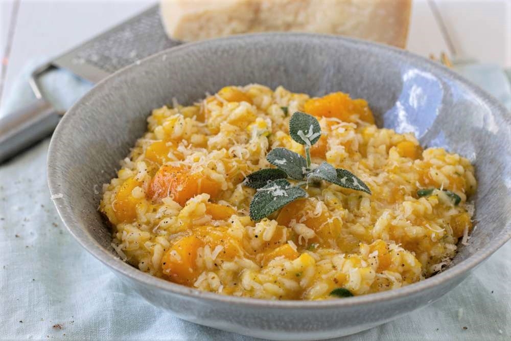 Butternut Kürbis Risotto mit Salbei