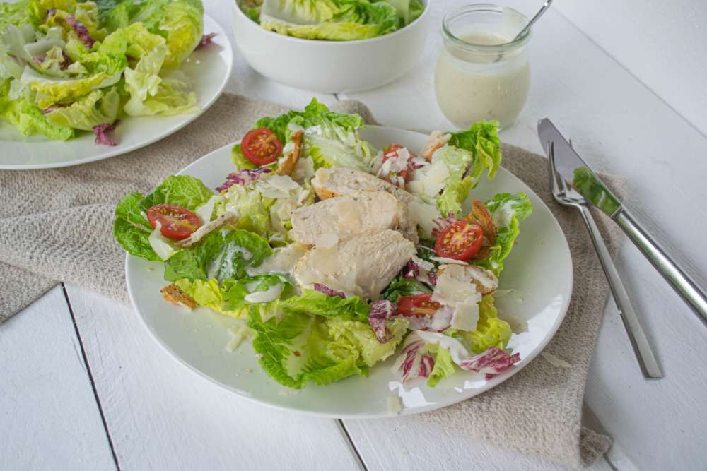 Caesar Salade mit leichtem Dressing