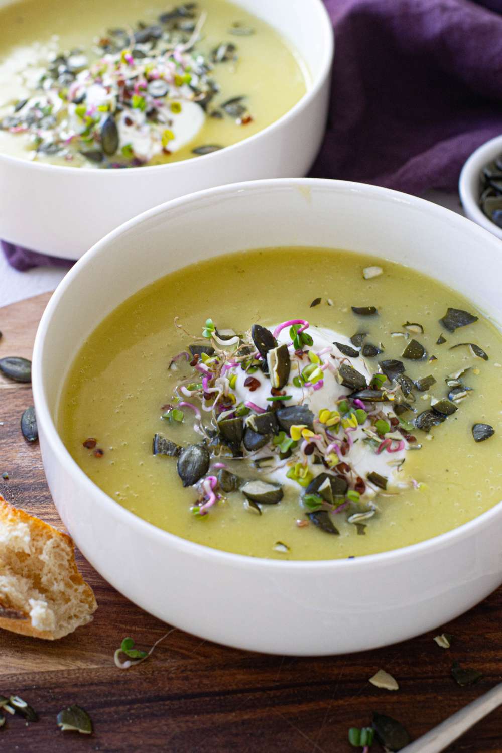 Kartoffel Lauch Suppe mit Kürbiskernen