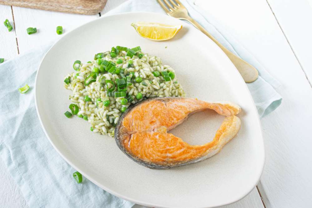 Bärlauch-Risotto mit Bio Lachssteak