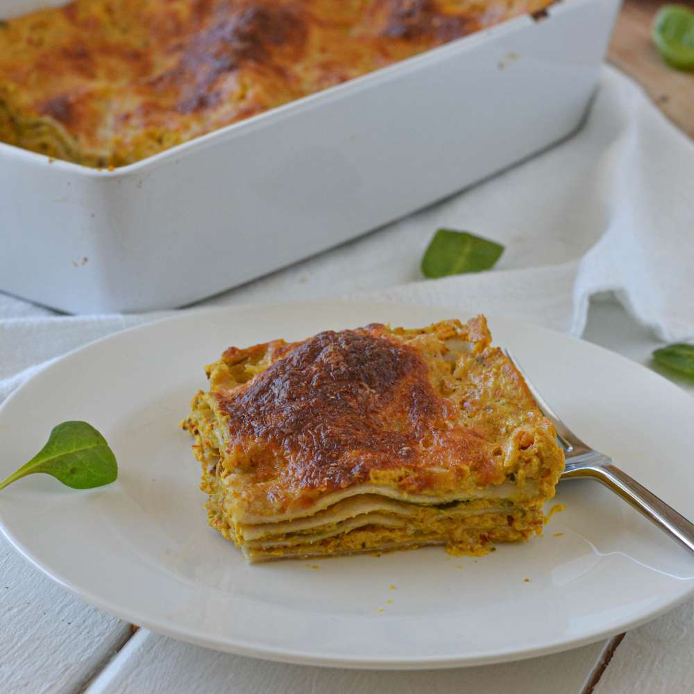 Kürbis Ricotta Lasagne mit Spinat & ohne Béchamelsauce (einfach und vegetarisch)