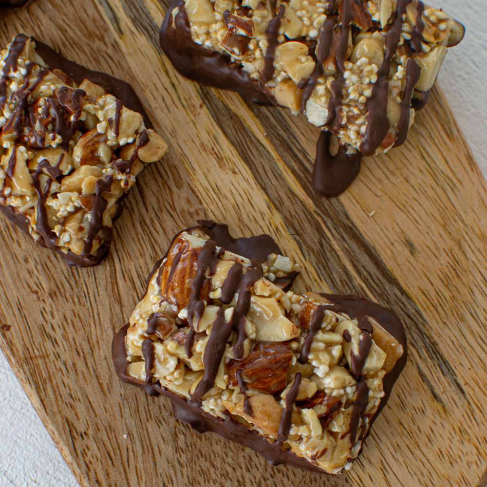 Nussriegel mit Schokolade glutenfrei zuckerfrei