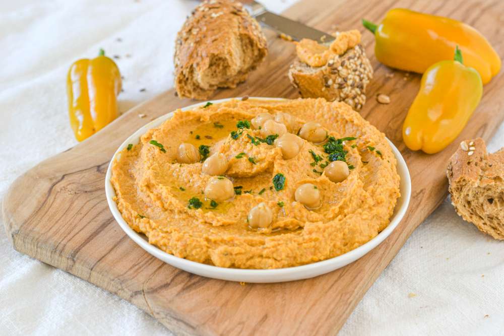 Hummus aus gegrilltem Paprika