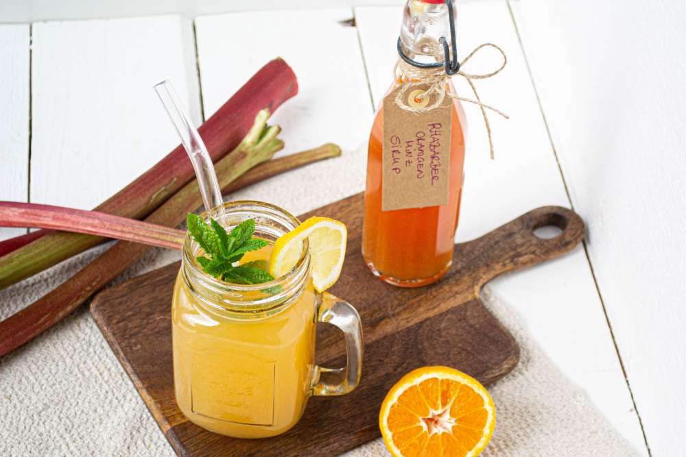 Rhabarber Orangen Minze Sirup - mit Birkenzucker