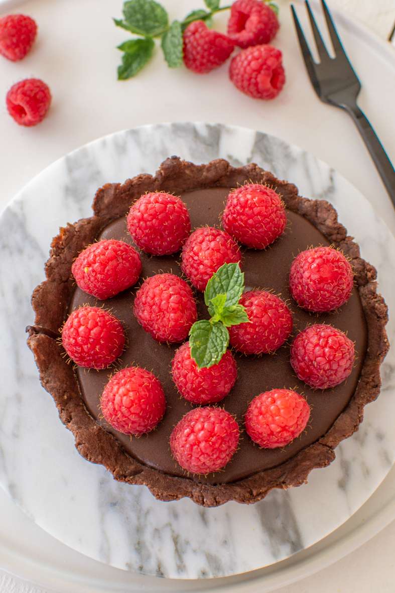 Schokoladen Tarte ohne Backen raw glutenfrei