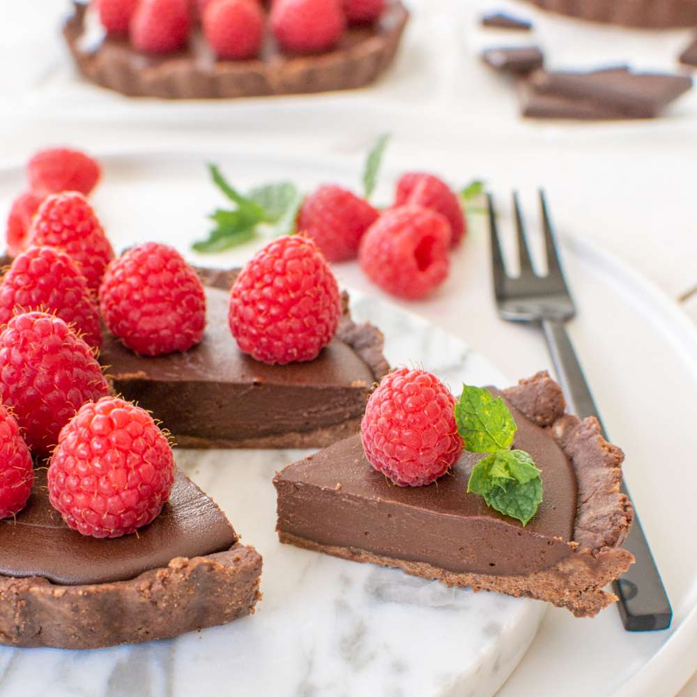 Schokoladen Tarte ohne Backen raw glutenfrei